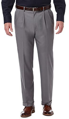 Haggar Premium Comfort Classic Fit Pleat Front Pant Reg. and Big & Tall Sizes Pantalon, Gris Moyen, 40 W/32 L Homme