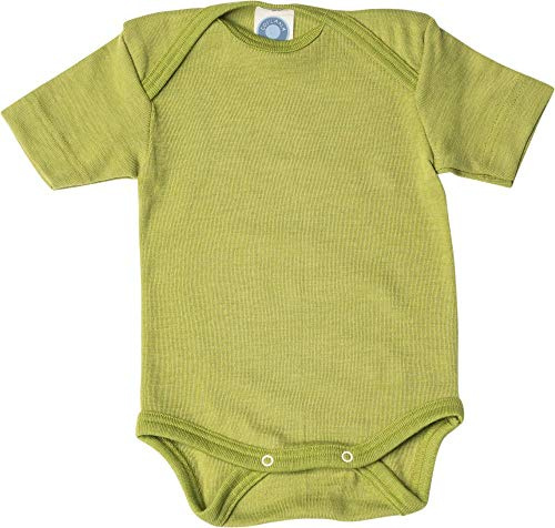 Cosilana, Baby Body Kurzarm, 70% Wolle, 30% Seide (Grün, 74-80)