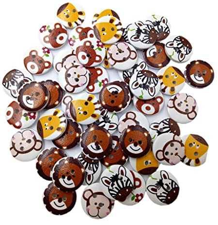 Sharplace 50 Tier Muster Holzknöpfe Kinderknöpfe 2 schneidern Scrapbooking DIY