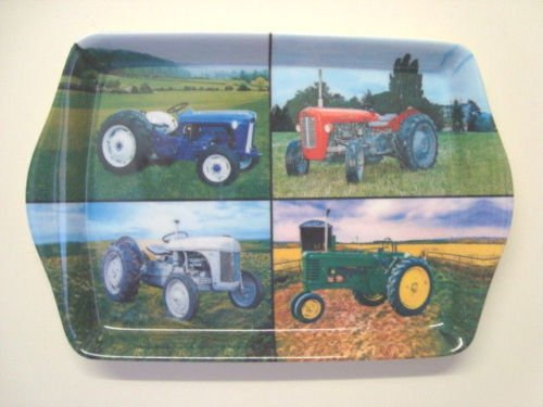 Leonardo Tablett, Motiv: Traktoren auf kleinem Melamin, 4 Stück