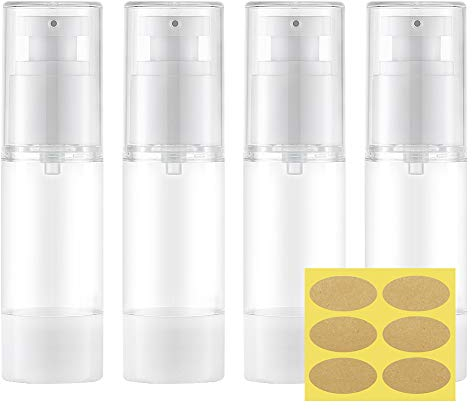 Toureal 30ml Kunststoff Airless Pumpspender Leer, Pumpflasche, Reise Spenderflasche, Plastikflaschen für Kosmetik, Creme