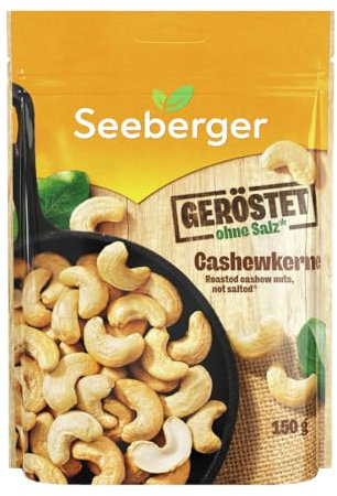 Seeberger Cashewkerne geröstet, Knackige Cashew Nüsse, vegan (5 x 150 g)