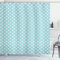 ABAKUHAUS Abstrakt Duschvorhang, Retro-Taste, Stoffliches Gewebe Badezimmerdekorationsset mit Haken, 175 x 180 cm, Blassblau Weiß