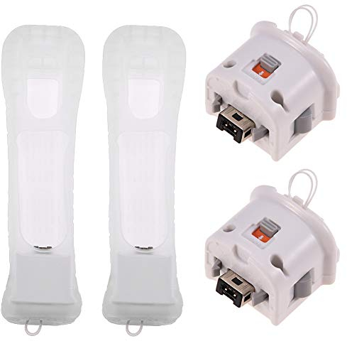 Adaptador de Sensor Wii Motion Plus Blanco de Precisión con Funda de Silicona Suave y Protectora para Mando a Distancia de Wii, Mejora la Experiencia de Juego