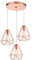 iDEGU 3-flammig Pendelleuchte Industrielle Vintage Hängelampe Pendellampe aus Metall E27 Retro Hängeleuchte im Geometrisch Käfig Stil mit Runde Deckenbasis, Ø 20cm, Roségold
