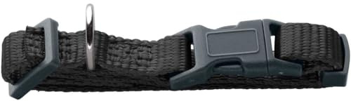 Halsung London Vario Basic Farbe schwarz, Größe S | Nylon Hundehalsband, Sicherheitsverschluss mit Verriegelung, reißfest, pflegeleicht, Farbe: schwarz, Größe: S
