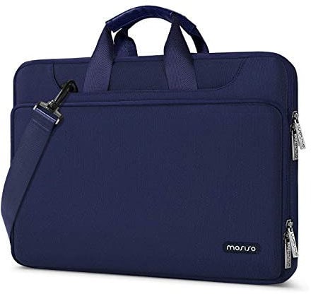 MOSISO 360 Protective Laptop Bag 13.3 inch, 13-13.3 inch Laptop Shoulder Bag Compatible with MacBook Air/Pro 13 / Pro 14 M4 M3 M2 M1, HP Dell Acer ASUS, Matching Color Sleeve with Belt, Navy Blue