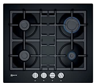 Neff N 50 T26CB49S0 Gas hob with Sword Dials and Cast Iron Pan Supports, 60 cm, Tempered glass, Black, Built in