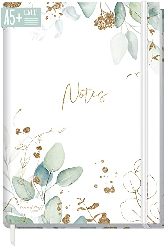 paper&you® Notizbuch A5+ liniert mit Gummiband Blattgold 156 Seiten, 78 Blatt - als Bullet Journal, Tagebuch, Notizheft - nachhaltig & klimafreundlich