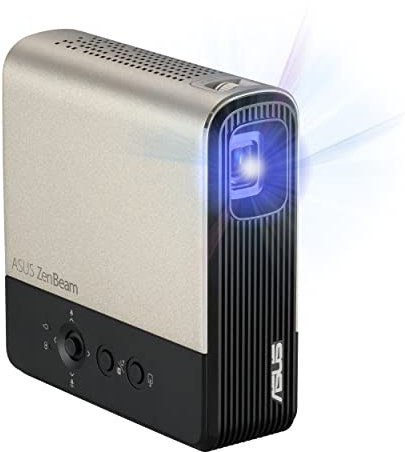ASUS ZenBeam E2 Mini proiettore portatile a LED wireless – Mini proiettore per smartphone mirroring, batteria integrata e altoparlanti per proiettore da viaggio all'aperto, proiettore USB e HDMI