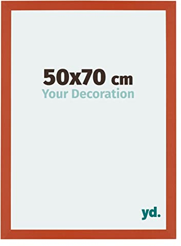 yd. Your Decoration - Bilderrahmen 50x70 cm - Orange - Billderrahmen aus MDF mit Acrylglas - Antireflex - 50x70 Rahmen - Mura