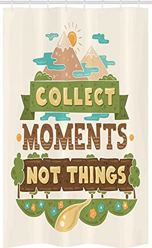 ABAKUHAUS Sprichwort Schmaler Duschvorhang, Gebirgigen Design Landschaft, Badezimmer Deko Set aus Stoff mit Haken, 120 x 180 cm, Umbra Pastell Brown