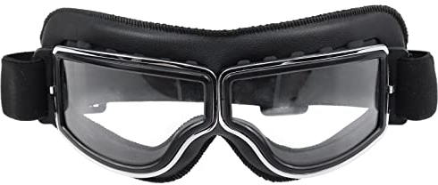 YPLonon Motorradbrillen 1 Stück Motorradbrille Retro Schwarz Schutzbrille Anti-Scratch Staubdicht Motocross Brille Verstellbarer Riemen für Outdoor-Sportarten