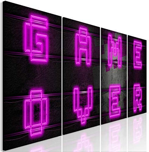 murando - Akustikbild für Gamers Bilder Akustikschaum Hochleistungsschallabsorber Schallschutz Leinwand 4 tlg Wandbild Raumakustik Schalldämmung Game Over i-A-0152-b-i