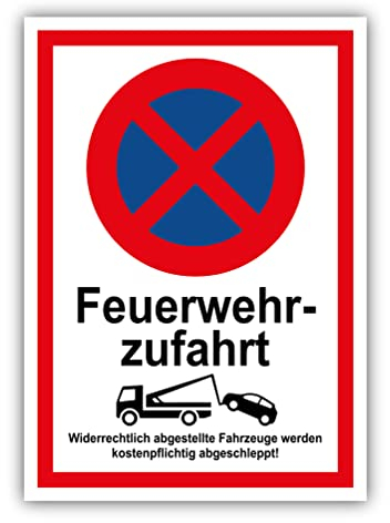 tradercat Feuerwehrzufahrt Schild Alu 3mm Alu-Dibond Schild Aluminiumverbundplatte mit UV-Schutz Feuer wehr zufahrt Hinweisschilder Feuerwehr zufahrt Warnzeichen (ALU | 42 x 30 cm)