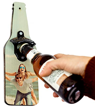 Made in Gift Décapsuleur en bois personnalisé avec photo ou texte cadeau original pour petit ami