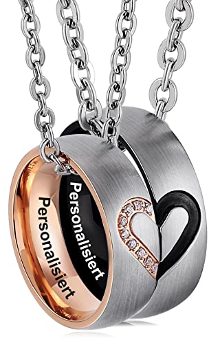 ANAZOZ Partnerketten für Sie und Ihn, Halskette Personalisiert Name Puzzle Herz Halskette Edelstahl mit Zirkonia Partnerringe