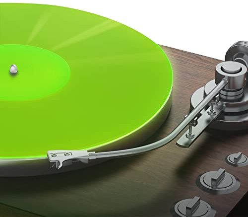 PRO SPIN Green Glow Acrylic Turntable Mat - Platter Slipmat for 12 Vinyl Vintage Record Player - Antistatic Cover, Reduces Noise & Sounds from Static & Dust - Tighter Bass Quality, Record Player Mat