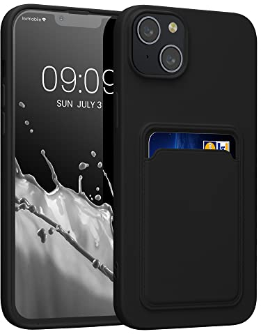 kwmobile Case Compatible with Apple iPhone 14 Plus Case - TPU Phone Cover with Credit Card Holder - Black