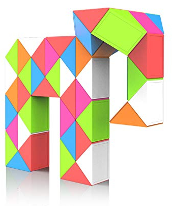 ROXENDA Magic Snake mit 48 Blöcke, Magische Schlange Würfel Twist Puzzle - 3D Fidget Knobelspiele Mitgebsel Kindergeburtstag für Kinder Erwachsene - 1 Pack (Mehrfarbig)