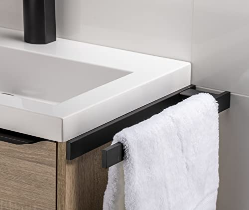 Sagittarius One 401S1-B Barra Porta Asciugamani Autoadesiva – 40CM Porta Asciugamani da Parete in SUS304 Antiruggine per Bagno & Cucina – Porta Asciugamani Moderno per Tè & Mano – Nero Opaco