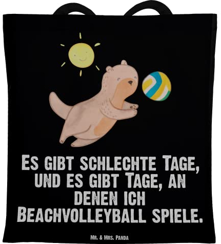 Mr. & Mrs. Panda Tragetasche Beachvolleyball - Geschenk, Shopper, Sportler, Jutebeutel, Umhängetasche, Sport, Jutetasche, Schenken, Hobby,