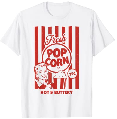 Frisches Popcorn Schild Kostüm für Halloween Lustig Retro Vintage T-Shirt