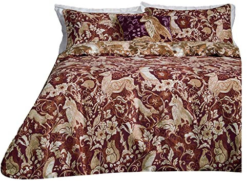 Paoletti Harewood Animal 100% Cotton Duvet Cover Set - King - Ruby