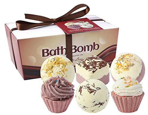 Badebombenn Geschenkset - 6 BIO Aromatherapie Badebomben, Stressabbau & Entspannung Duftdusche Badesalz Ball für Valentinstag/Geburtstagsgeschenk/Muttertag/Geschenkideen für Frauen