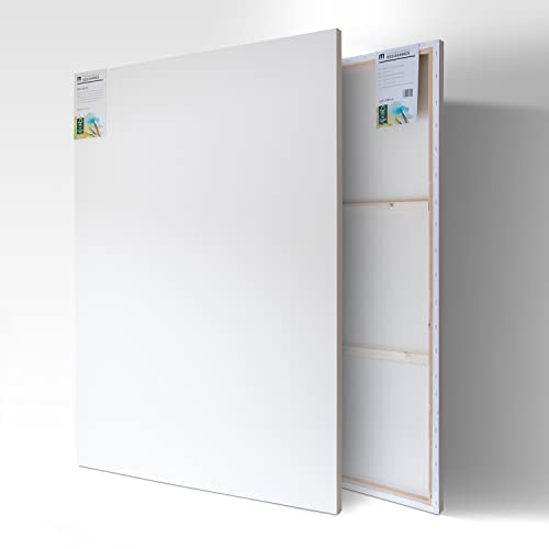 M MERCEO 2 Stück XXL Leinwand zum Bemalen - 100 cm x 140 cm - Leinwand Set für Malerei - große leere Leinwandpaneele für Künstler - Leinen-Rahmen 100% Baumwolle 380 g/m² 2-fach weiß grundiert