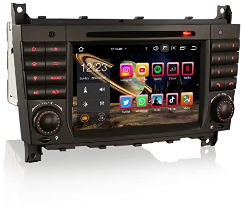 Erisin 7 Zoll 8-Kern 4GB+64GB Android 14 Autoradio mit GPS Navigation für Mercedes Benz W203 W463 G/CLC/C-Klasse CD Player Wireless Carplay Android Auto Bluetooth 5.0 WiFi DSP SWC FM RDS DAB+ USB DVD
