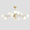 KRIPINC 12-Flammig Sputnik Kronleuchter, Kronleuchter Gold Halbbündige Montage mit Weiß Glaskugel Lampenschirm, Mid Century Höhenverstellung Kronleuchter Deckenleuchte für Wohnzimmer Schlafzimmer