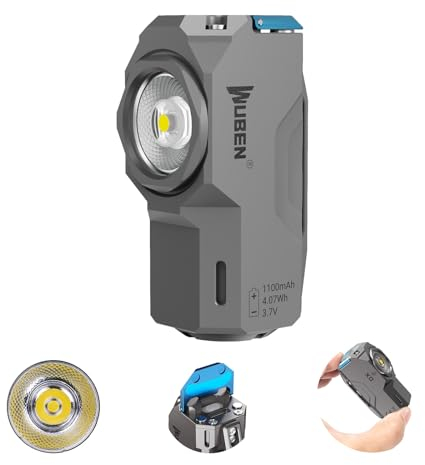 WUBEN X0 Mini Aufladbar Taschenlampen, 800 Lumen kleine EDC Taschenlampe, 7 Modi Magnetische Taschen Taschenlampe Für Camping, Reparatur,Wandern, Notfall (Titan Ausführung-Grau)