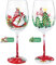 NymphFable Handbemalte Weinglas Weihnachtswichtel Gnome Weihnachtsmann Weihnachtsbaum Schneeflocke Geschenke für Familie Freunde Weingläser 15oz
