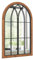 COSTWAY Wandspiegel mit Fensteroptik, Bogen Spiegel Vintage, 60x90cm, Fensterspiegel Dekospiegel Retro, Dekorativer Hängespiegel für Flur, Schlafzimmer, Wohnzimmer, Metallrahmen, Rustikales Braun