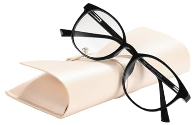 FONHCOO Blaulichtfilter Brille Damen TR90 Blaulichtbrille ohne Sehstärke, Superleichte Anti-Müdigkeit Computerbrille Gaming Schutzbrille (Schwarz)