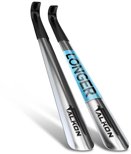 Falkon Long Metal Shoe Horn Set- 16.5 Shoe Horn Long Handle for Seniors, Men, Women & Kids