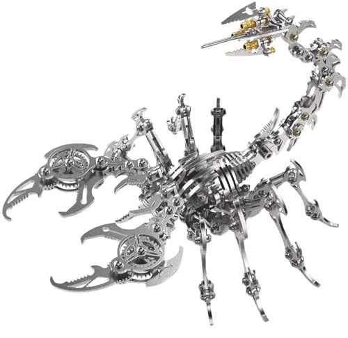 3D Metall Puzzle Scorpion King Mechanical Modellbausatz Erwachsene Insektenminiaturen Anspruchsvolles DIY-montageblock-Puzzle, Spielzeug für Erwachsene (Silber)