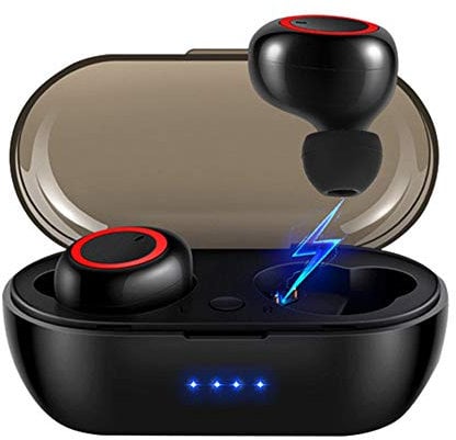 Mini BT Earbuds, Wireless Magnetic Charging Binaural Headphone, Waterproof Touch Control Cyclic Playtime Call Sports Earphone, Builtin Mic for Running (Black)