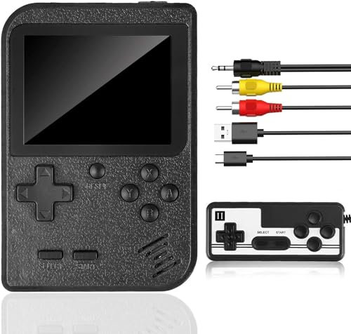 Yumcute Consola de juegos portátil portátil - Mini consola de juegos retro con 500 juegos clásicos FC soporte para conectar TV y dos jugadores, pantalla de 3 pulgadas batería recargable de 1020 mAh,