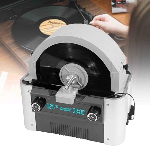 SioNS Ultrasonic Vinyl Records Cleaning Machine, 6L 49KHz Ultraschall-Vinyl-Schallplattenreiniger, 7–12 Zoll 10 Schallplatten Ultraschall-Schallplattenreiniger mit Heizung und Timer-Knopf