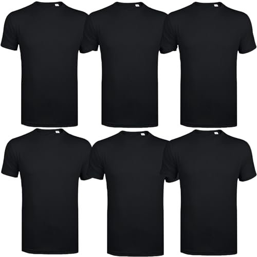 Men's 6 Pack Assorted Crew Neck Short Sleeve T-Shirt Blank Tee in Multi-Top Colors, Perfect for Holiday Shirts, Plain T-Shirt Gift Set, Pack of 6 Black, XL