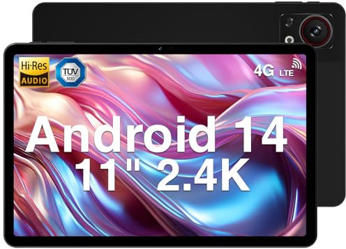 DOOGEE T30SE Tablet 11 Pulgadas Android 14 Tablet PC Pantalla 2,3K Tableta Octa-Core 9GB RAM + 128GB ROM + TF / 8580 mAh/Dual 4G LTE / 5G WiFi / 5MP+13MP, Widevine L1 /Face ID/GPS/BT 5.0/TÜV Negro