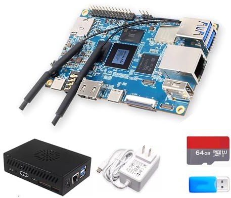 Orange Pi 5B 16GB RAM 256GB EMMC+caso mental+TYPE-C 5V4A fuente de alimentación+64GB tarjeta de memoria DDR4 Mini PC Rockchip RK3588S WIFI BLE Orange Pi 5 B placa de desarrollo de una sola placa