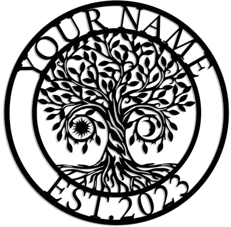Personalized Tree of Life Metal Wall Art - Custom Welcome Family Name Sign - Outdoor Decor With Last Name (Style-6)