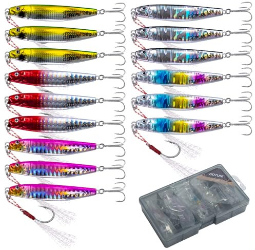 Goture 15 Stück Kunstköder Set, Angelköder Pilker Wobbler Fischlöffel Fischköder Forell für Salzwasser Süßwasserforellen Lachs, Forelle, Köder mit Drillingshaken 20g