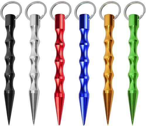 Mainiusi Kubotan Selbstverteidigung Schlüsselanhänger 6 Stück, Bunt für Frauen, Self Defense Keychain für Notfallhammer, Outdoor Überlebensnotfall