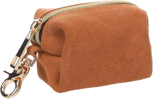 Flamingo Kotbeutelspender Sueda Karamell – Praktischer Kotbeutelhalter für Spaziergänge, Leicht an der Leine zu Befestigen