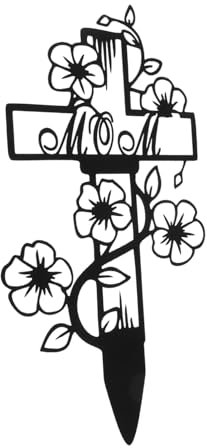 MOBUTOFU Metallkreuz Grabdekoration für Friedhof Wetterbeständig und Installieren aus Eisen Klassische und Elegante Grabstecker für Außenbereich und Rasen