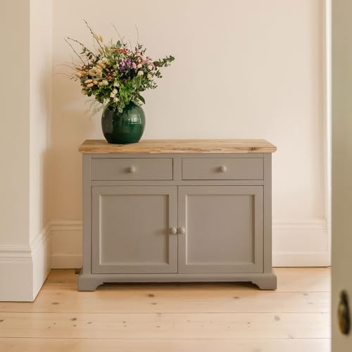 Florence Sideboard, Kitchen Cupboard | Truffle Cabinet with 2 Doors, 2 Drawers | W120cm, D42cm, H85cm Large Wooden Storage Buffet Table | Fully Assembled Dining Living Room Furniture